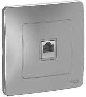 Розетка телефонная с рамкой Systeme Electric Blanca 1-м. RJ11 алюминий картинка